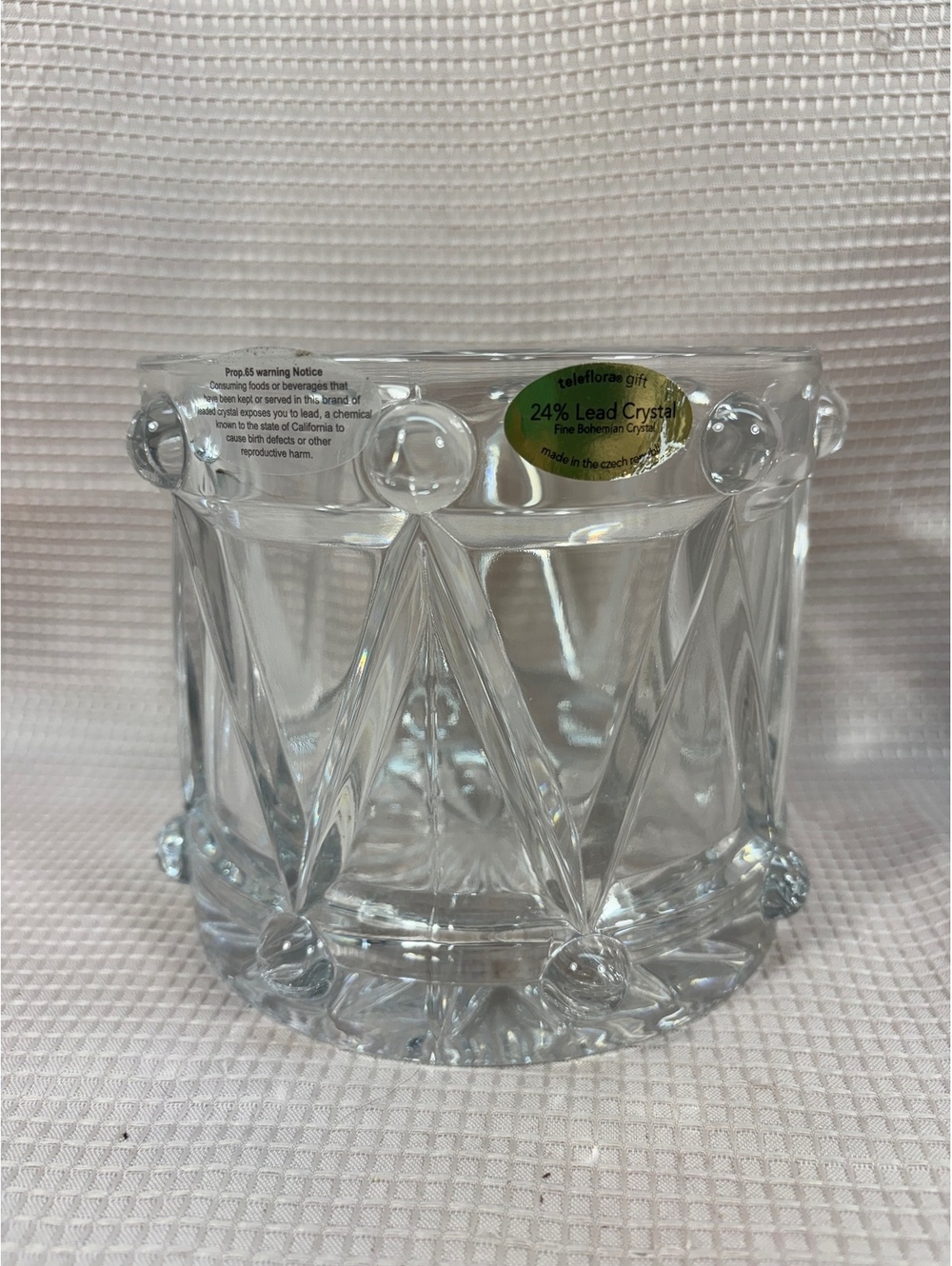 290 - Teleflora Crystal 24% lead Bohemian Crystal Drum Bowl-5 Inches Tall